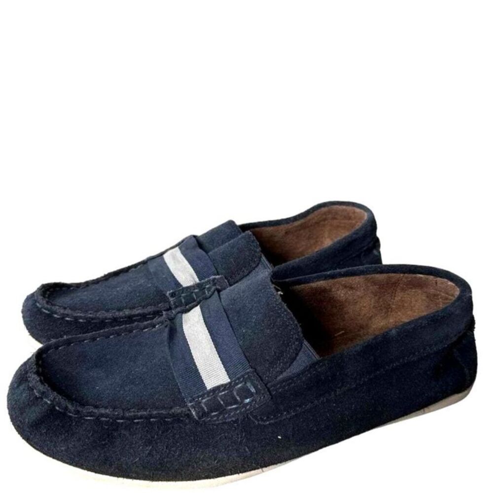Florsheim Big Kid Loafers 6 Suede Stripe Memory Foam School Casual Unisex Navy